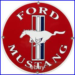 Vintage Ford Mustang Porcelain Sign Gas Automobile Service Motor Co Tucks Dealer