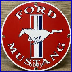 Vintage Ford Mustang Porcelain Sign Gas Automobile Service Motor Co Tucks Dealer