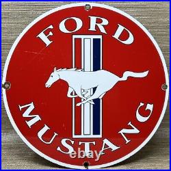 Vintage Ford Mustang Porcelain Sign Gas Automobile Service Motor Co Tucks Dealer