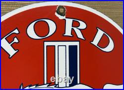 Vintage Ford Mustang Porcelain Sign Gas Automobile Service Motor Co Tucks Dealer