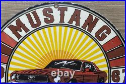 Vintage Ford Mustang Porcelain Sign Gas Automobile Service Motor Co Tucks Dealer