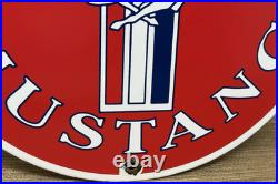 Vintage Ford Mustang Porcelain Sign Gas Automobile Service Motor Co Tucks Dealer