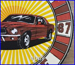 Vintage Ford Mustang Porcelain Sign Gas Automobile Service Motor Co Tucks Dealer
