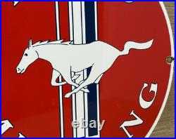 Vintage Ford Mustang Porcelain Sign Gas Automobile Service Motor Co Tucks Dealer