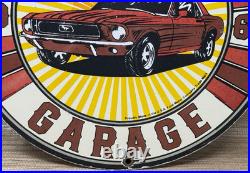 Vintage Ford Mustang Porcelain Sign Gas Automobile Service Motor Co Tucks Dealer