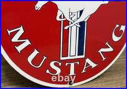 Vintage Ford Mustang Porcelain Sign Gas Automobile Service Motor Co Tucks Dealer