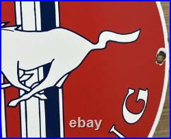 Vintage Ford Mustang Porcelain Sign Gas Automobile Service Motor Co Tucks Dealer