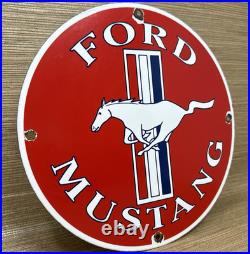 Vintage Ford Mustang Porcelain Sign Gas Automobile Service Motor Co Tucks Dealer