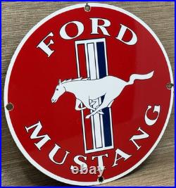 Vintage Ford Mustang Porcelain Sign Gas Automobile Service Motor Co Tucks Dealer
