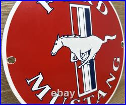 Vintage Ford Mustang Porcelain Sign Gas Automobile Service Motor Co Tucks Dealer