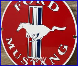 Vintage Ford Mustang Porcelain Sign Gas Automobile Service Motor Co Tucks Dealer