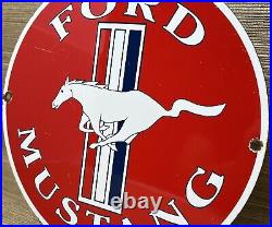 Vintage Ford Mustang Porcelain Sign Gas Automobile Service Motor Co Tucks Dealer