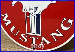 Vintage Ford Mustang Porcelain Sign Gas Automobile Service Motor Co Tucks Dealer