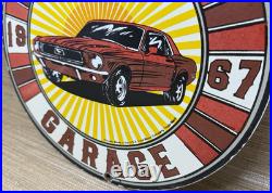 Vintage Ford Mustang Porcelain Sign Gas Automobile Service Motor Co Tucks Dealer