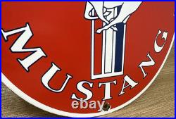 Vintage Ford Mustang Porcelain Sign Gas Automobile Service Motor Co Tucks Dealer
