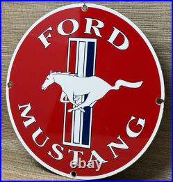 Vintage Ford Mustang Porcelain Sign Gas Automobile Service Motor Co Tucks Dealer