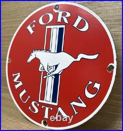 Vintage Ford Mustang Porcelain Sign Gas Automobile Service Motor Co Tucks Dealer