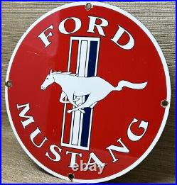 Vintage Ford Mustang Porcelain Sign Gas Automobile Service Motor Co Tucks Dealer