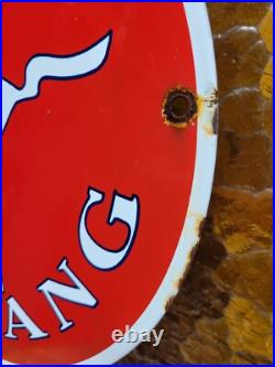 Vintage Ford Mustang Porcelain Sign Old Fomoco Motor Service Auto Parts Horse