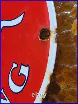 Vintage Ford Mustang Porcelain Sign Old Fomoco Motor Service Auto Parts Horse