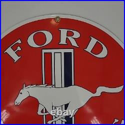 Vintage Ford Mustang Sign Gas Automobile Service Motor Co Tucks Dealer