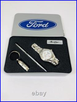 Vintage Ford Mustang Watch, Pen & Keychain Tin Set RARE Unused DEAD BATTERY READ