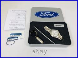 Vintage Ford Mustang Watch, Pen & Keychain Tin Set RARE Unused DEAD BATTERY READ