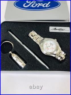 Vintage Ford Mustang Watch, Pen & Keychain Tin Set RARE Unused DEAD BATTERY READ
