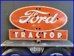 Vintage Ford Porcelain Sign 48 Skin Farm Tractor Dealer Sales Gas Oil Service
