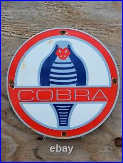 Vintage Ford Porcelain Sign Ac Cobra V8 Motor Shelby Gas Old British Automobile