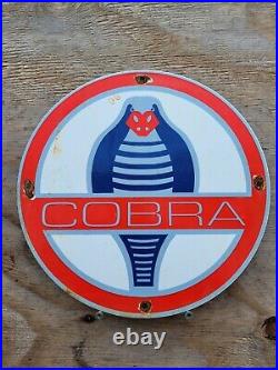 Vintage Ford Porcelain Sign Ac Cobra V8 Motor Shelby Gas Old British Automobile