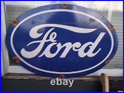 Vintage Ford Porcelain Sign Auto Parts Dealer Gas Station Oil Service Dept