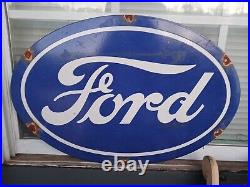 Vintage Ford Porcelain Sign Auto Parts Dealer Gas Station Oil Service Dept
