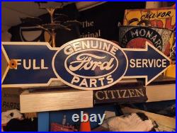 Vintage Ford Porcelain Sign Auto Parts Dealer Sales Full Service Dealership 23