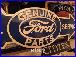 Vintage Ford Porcelain Sign Auto Parts Dealer Sales Full Service Dealership 23