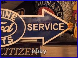 Vintage Ford Porcelain Sign Auto Parts Dealer Sales Full Service Dealership 23