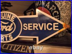 Vintage Ford Porcelain Sign Auto Parts Dealer Sales Full Service Dealership 23
