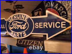 Vintage Ford Porcelain Sign Auto Parts Dealer Sales Full Service Dealership 23