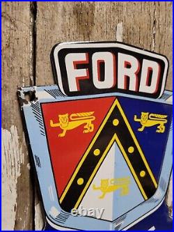 Vintage Ford Porcelain Sign Automobile Car Truck Dealer Emblem Sales & Service