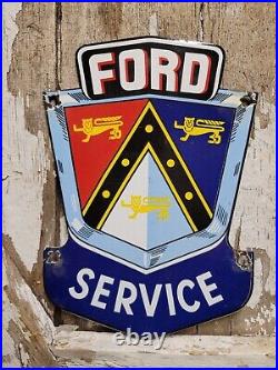 Vintage Ford Porcelain Sign Automobile Car Truck Dealer Emblem Sales & Service