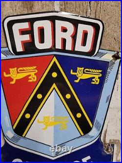 Vintage Ford Porcelain Sign Automobile Car Truck Dealer Emblem Sales & Service