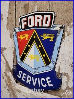 Vintage Ford Porcelain Sign Automobile Car Truck Dealer Emblem Sales & Service