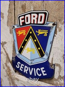 Vintage Ford Porcelain Sign Automobile Car Truck Dealer Emblem Sales & Service