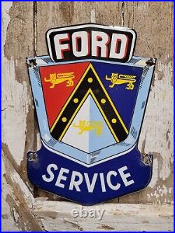 Vintage Ford Porcelain Sign Automobile Car Truck Dealer Emblem Sales & Service