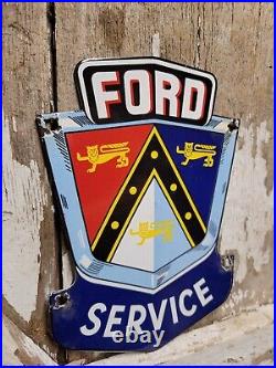 Vintage Ford Porcelain Sign Automobile Car Truck Dealer Emblem Sales & Service