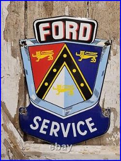 Vintage Ford Porcelain Sign Automobile Car Truck Dealer Emblem Sales & Service