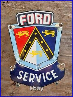 Vintage Ford Porcelain Sign Automobile Dealer Service Truck Car Sales Garage