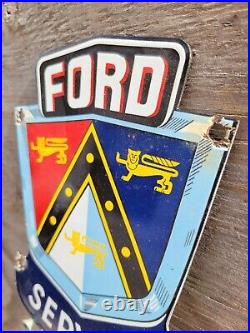 Vintage Ford Porcelain Sign Automobile Dealer Service Truck Car Sales Garage