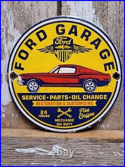Vintage Ford Porcelain Sign Garage Advertising Service Mechanic Gas Motor Oil
