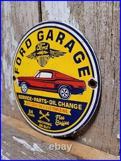 Vintage Ford Porcelain Sign Garage Advertising Service Mechanic Gas Motor Oil